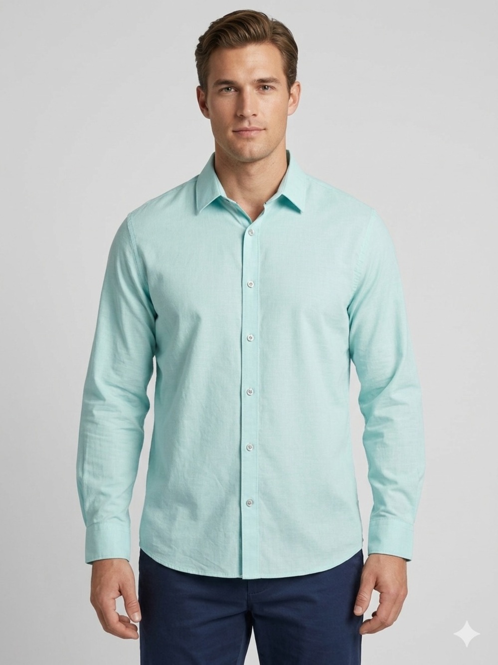 Apt. 9 Men’s Slim Fit Button Up Dress Shirt XXL Light Mint Green 100% Cotton LS